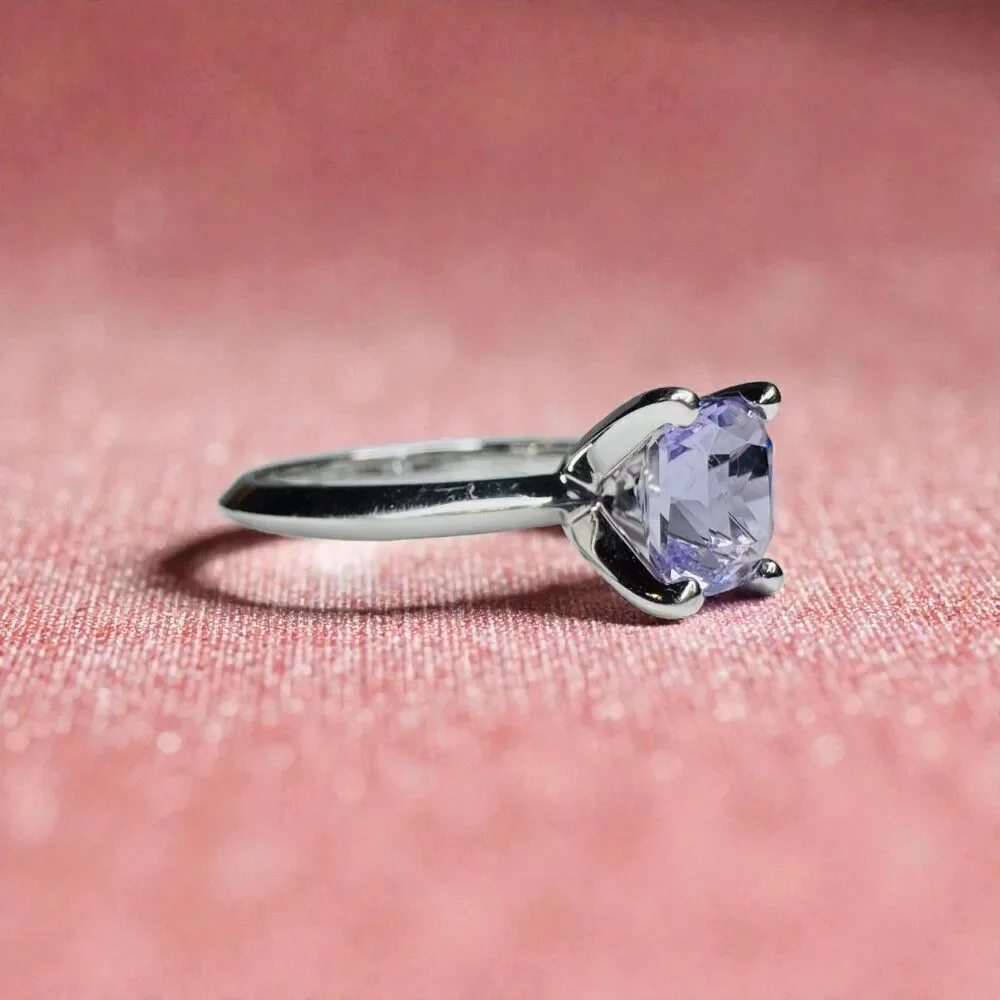14K Gold- Natural Violet Blue Sapphire Ring -Radiant Cut -Size 6 -James Allen